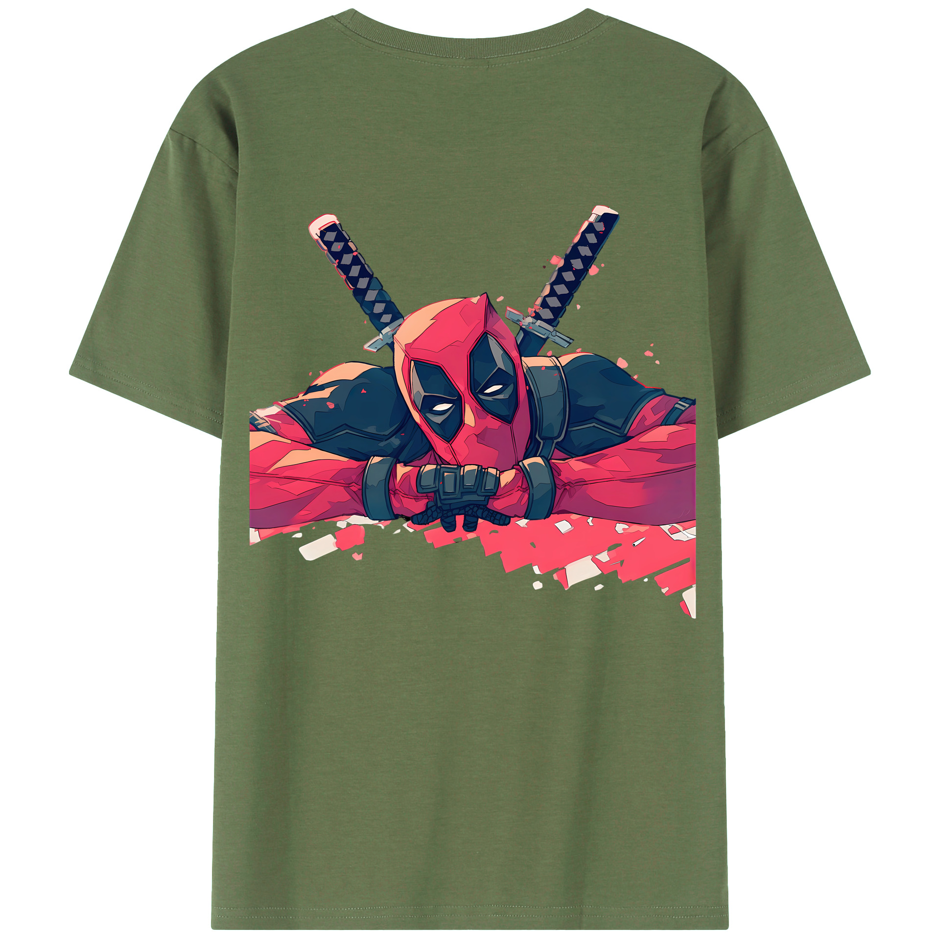 （画像用） Deadpool デッドプール 綿100％ メンズ半袖Tシャツ（バックプリント） 通気性